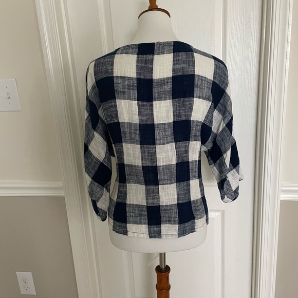 Zara Linen Gingham check Top - Picture 3 of 4